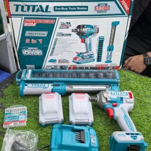 total 20v impact wrench, 400nm, double battry, charger, 10pcs soket, magnetic light