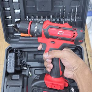 HR 21V Steel Cordless Drill Machine, 2 Pcs Battery Heavy Quality Drill Machine C